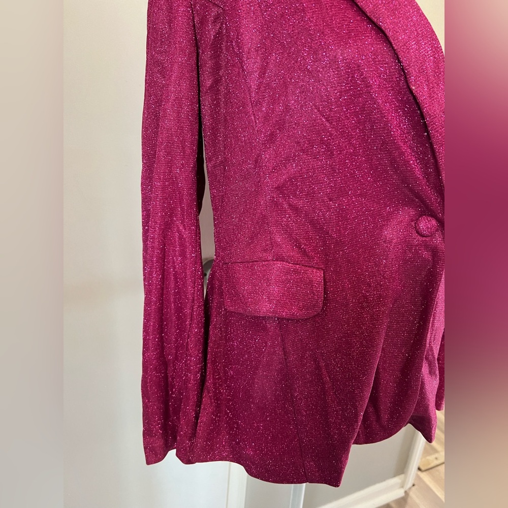 NWT Rock & Roll Denim Woman’s Lightweight Hot Pink Glitter Blazer Size XL - Picture 2 of 13